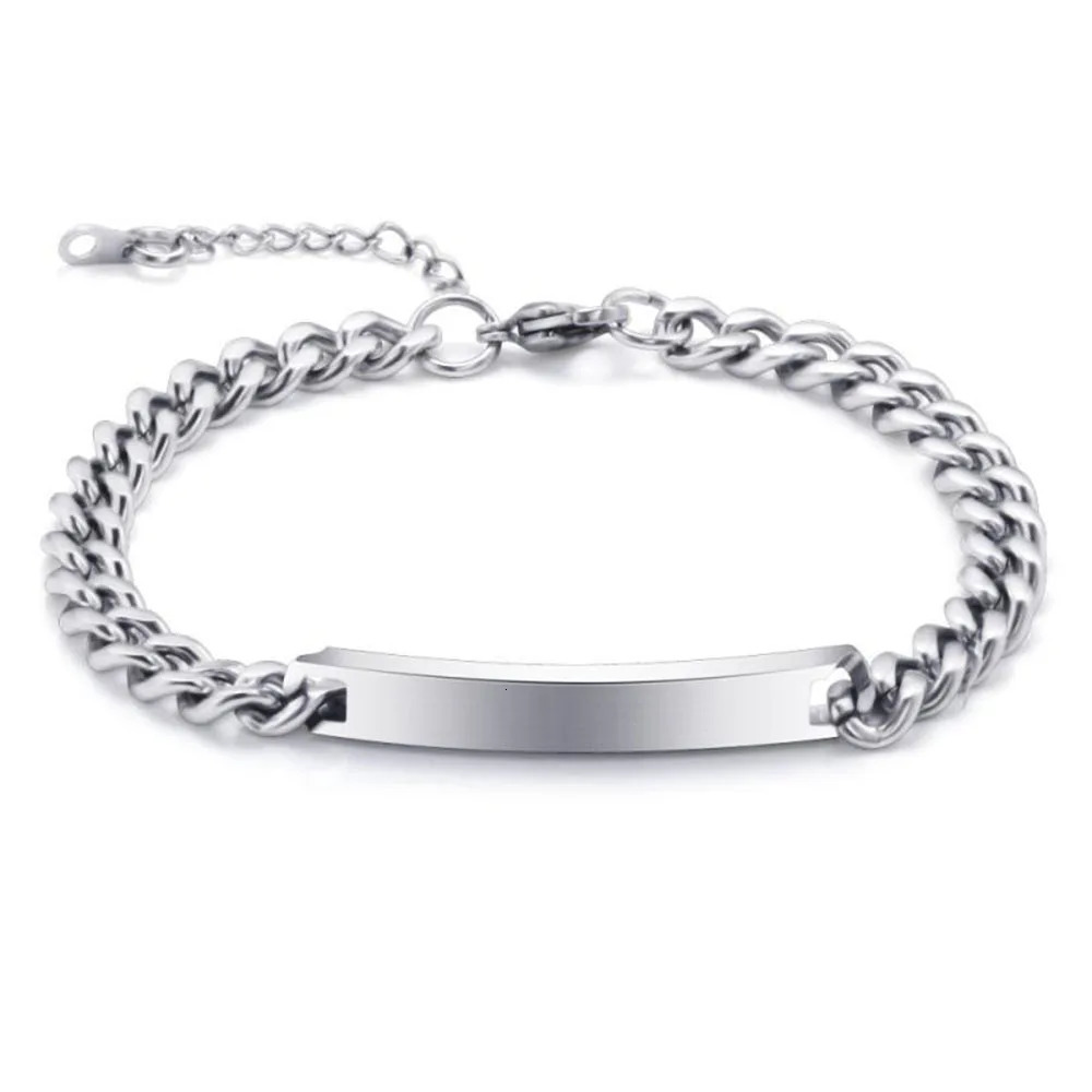 Stainless Steel Personalized Custom Engraving Name ID Bracelets Bangle For Men 250625