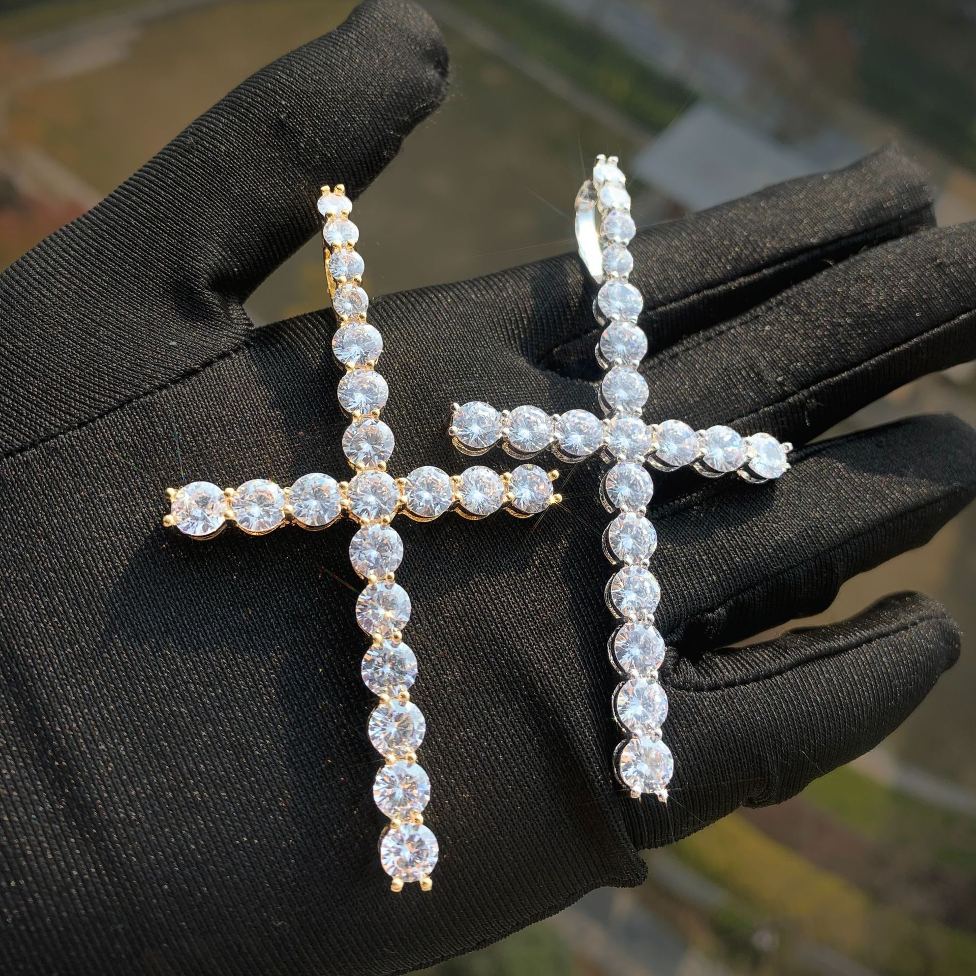 Luxury Moissanite Iced Out Cross Pendant Necklace Hip Hop Men's High Quality Diamond Studded Versatile Trendy Accessory Passes the diamond tester