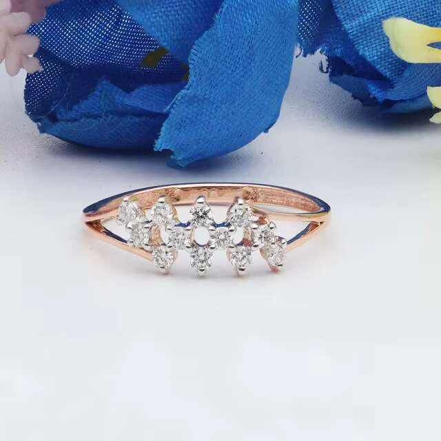 Elegant 2-Row 14K Rose Gold Lab Grown Diamond Ring Classic Engagement Wedding Fashion with IGI Certificate