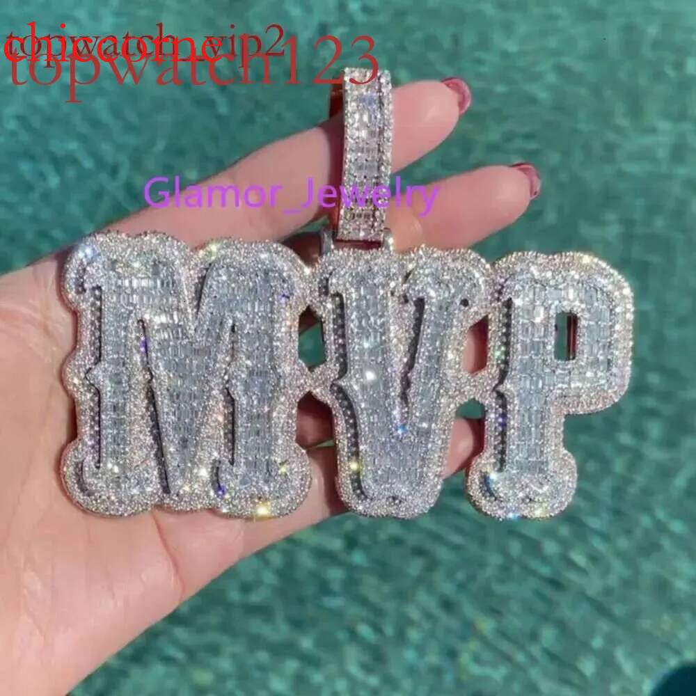 Icy Letter Charm Pendant Real Gold Plated Women Hip Hop Jewelry Iced Out DIY Private Custom Name Moissanite Dia NecklaceCustom alphanumeric
