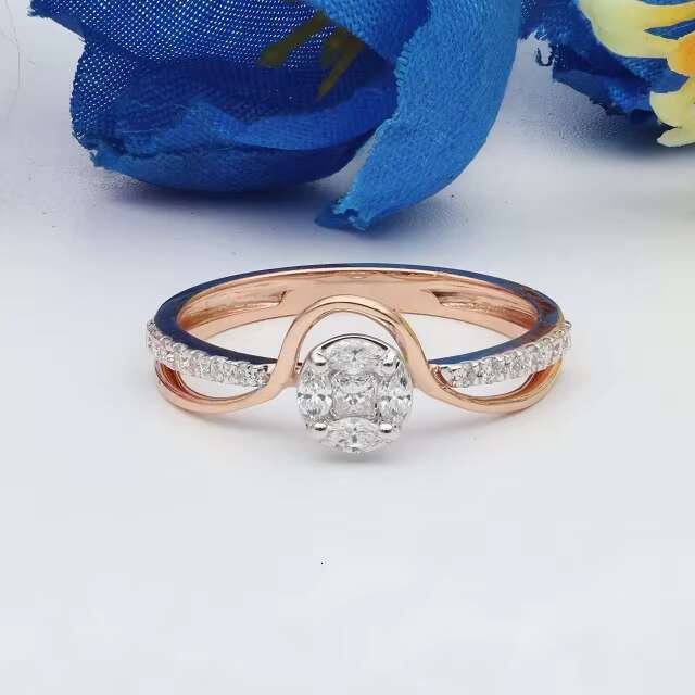 14k Rose Gold Lab Grown Diamond Engagement Ring Unique Split Shank Solitaire Dainty Classic Style IGI Certified for Wedding
