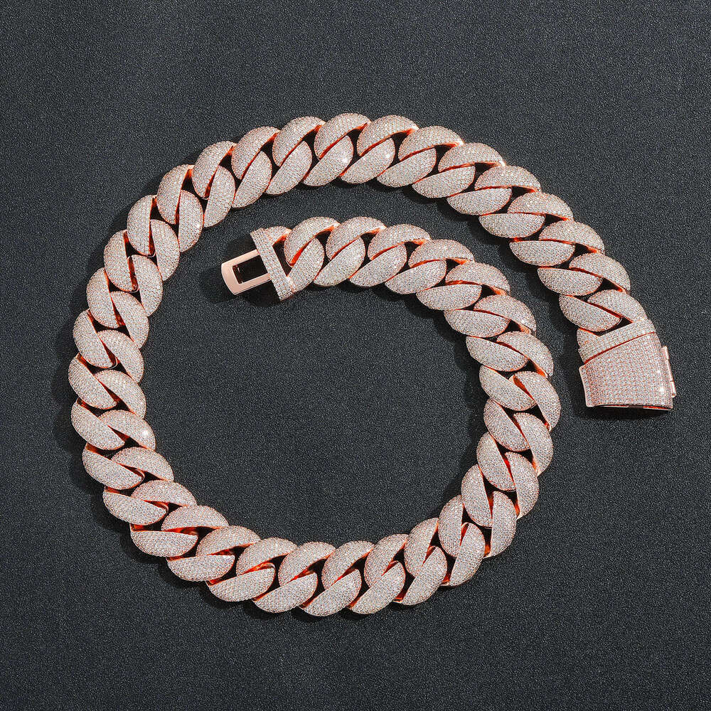 Rose Gold 22mm Bubble Cuban Chain Trendy Brand Men's Personalized Hip Hop Jewelry Necklace 6de0