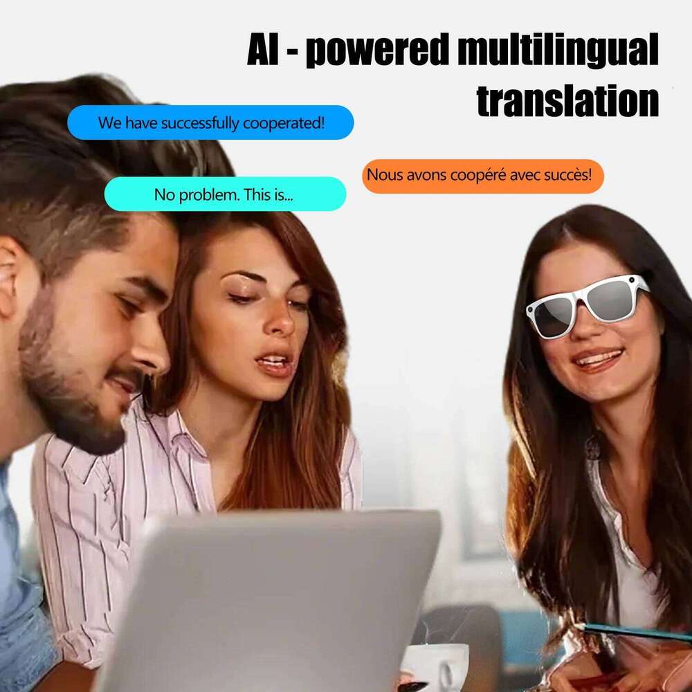 AI with 100W HD Camera Anti Blue Sunglasses Voice Assistant Photo Video Music Calling Smart Glasses For Men Women