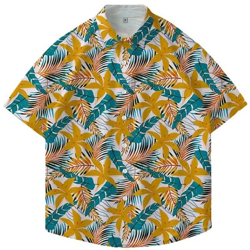 Summer Mens Retro Hawaiian Short Sleeve Flower Shirt Loose Casual Handsome Seaside Vacation Beach Half Sleeve Floral Shirt W250627