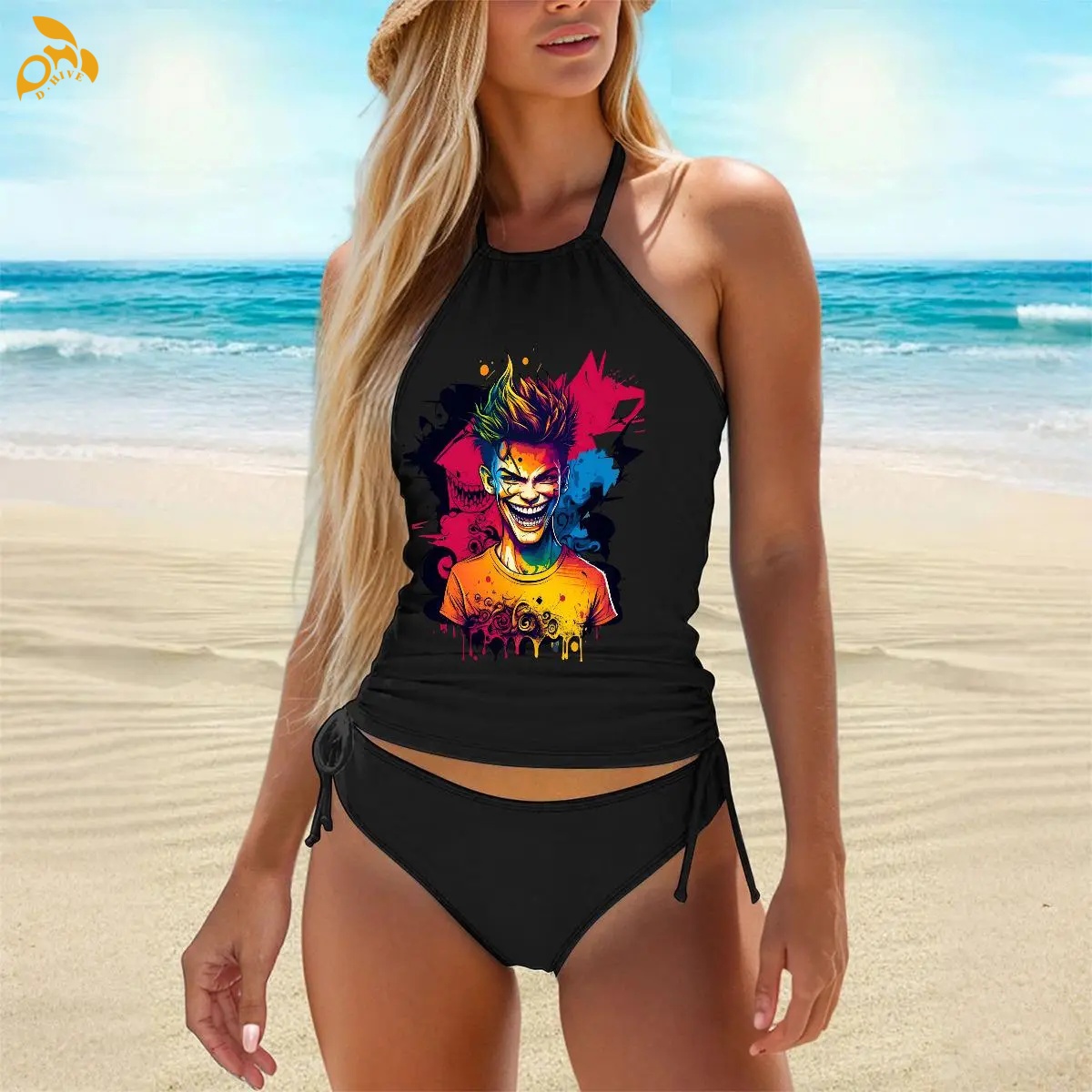 free shipping of customized trendy Ladies' two-piece swimsuit set - American heat transfer DTF with exquisite patterns from US