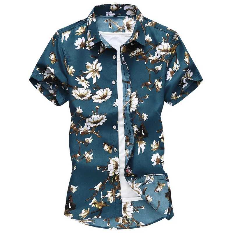 Summer Mens Short Sleeve Printed Shirt Fashionable Casual Lapel Shirts Asian Size Camisa M-5XL 6XL 7XL Chemise W250627