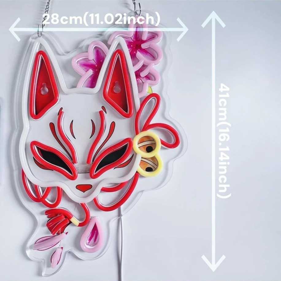 Fox Mask Neon Sign Light Wall Art Decor for Japanese Restaurant Shop Bar Market Bakery Caf Celebration Home Decor USB Dimmable XJ250626