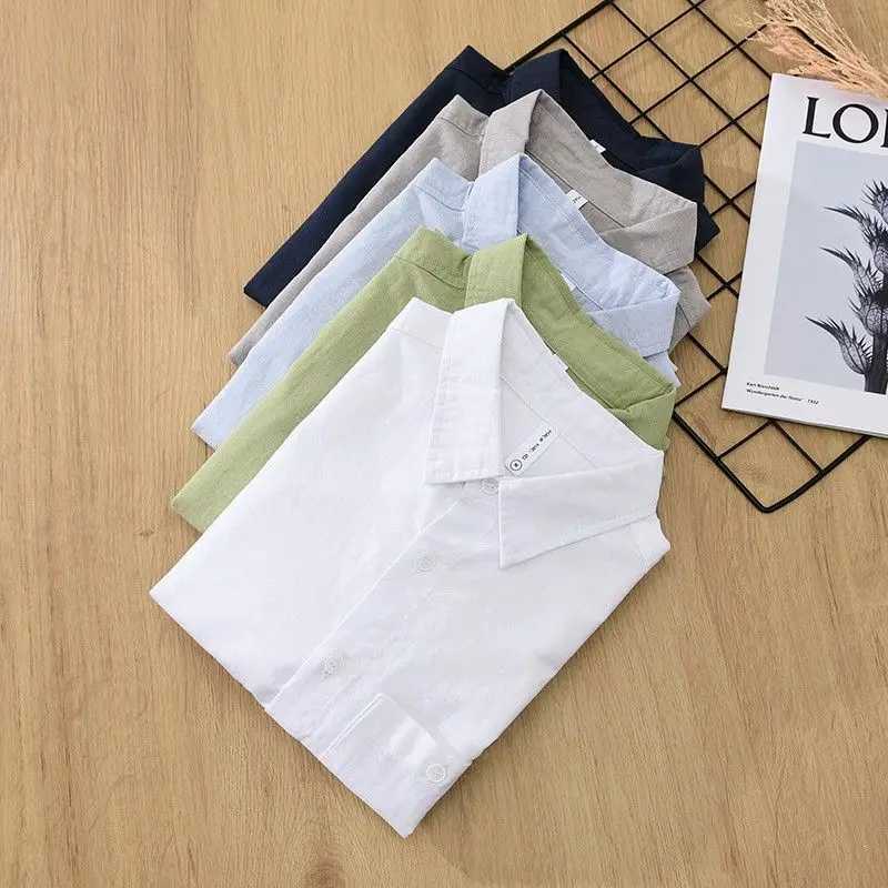 Small Fresh Short-sleeved Shirt Mens Summer Thin Breathable Fashion Trendy Solid Color New Casual W250627