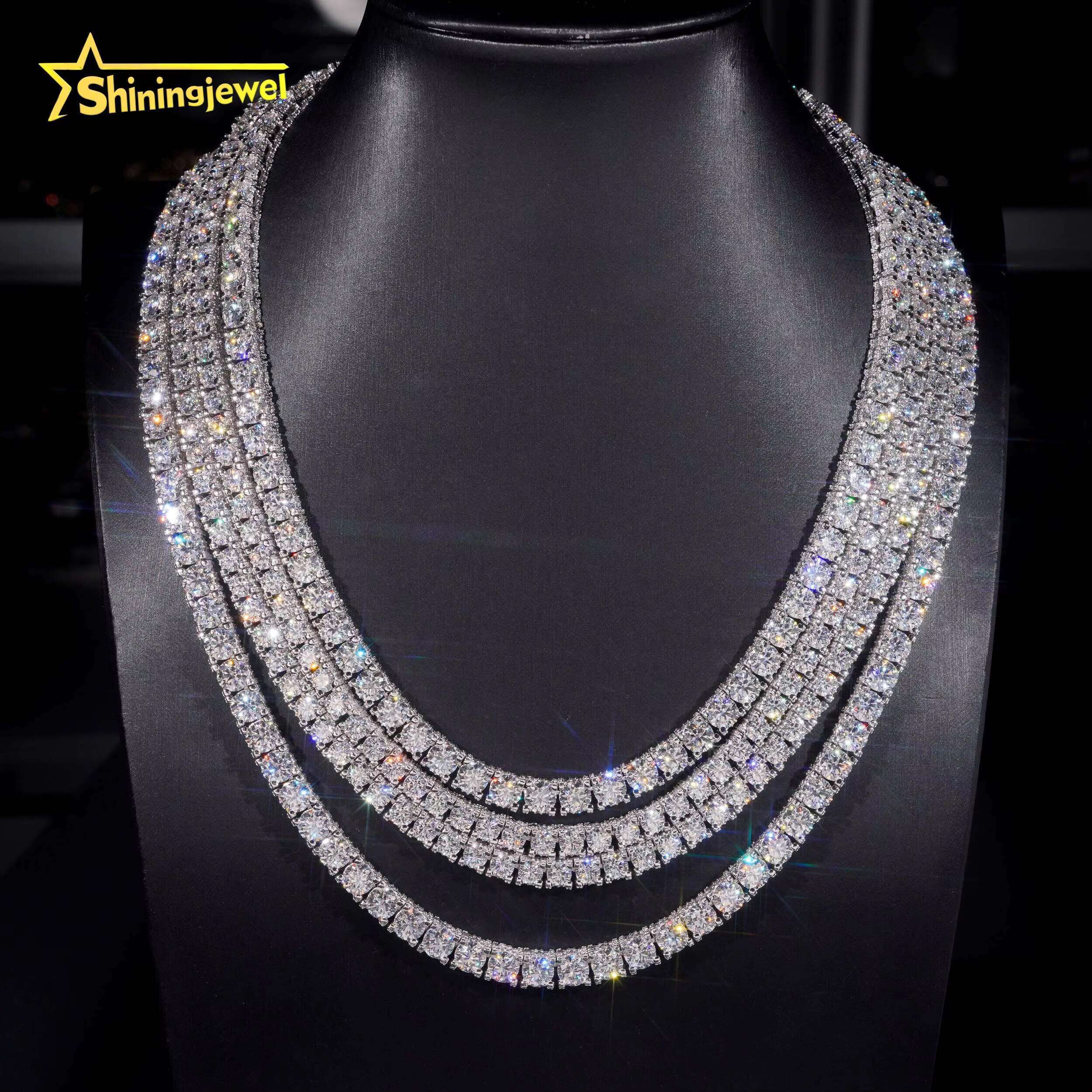 Street Hip Hop 5mm 6.5mm Moissanite 925 Sterling Silver Table Tennis Necklace for Men for Boyfriends Gift