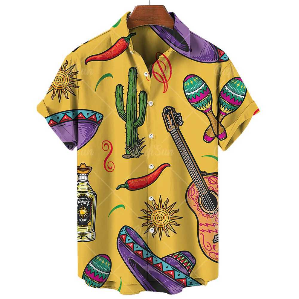 Musical Instrument Shirts For Men Short Sleeve Tops Summer Oversized Hip Hop Streetwear Mens Hawaiian W250627