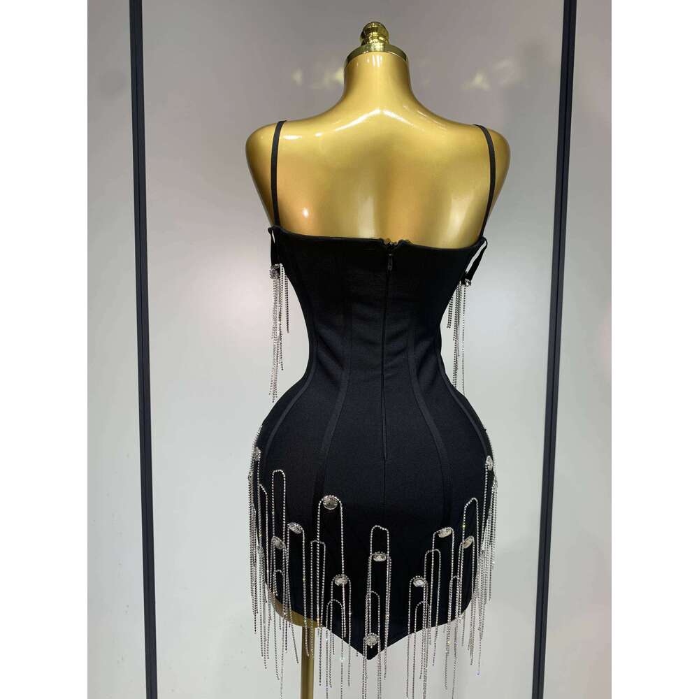 Women Sexy Backless Spaghetti Strap Bodycon Black Sleeveless Bandage Dress Elegant Prom Gown Club Evening Party Birthday Dresses