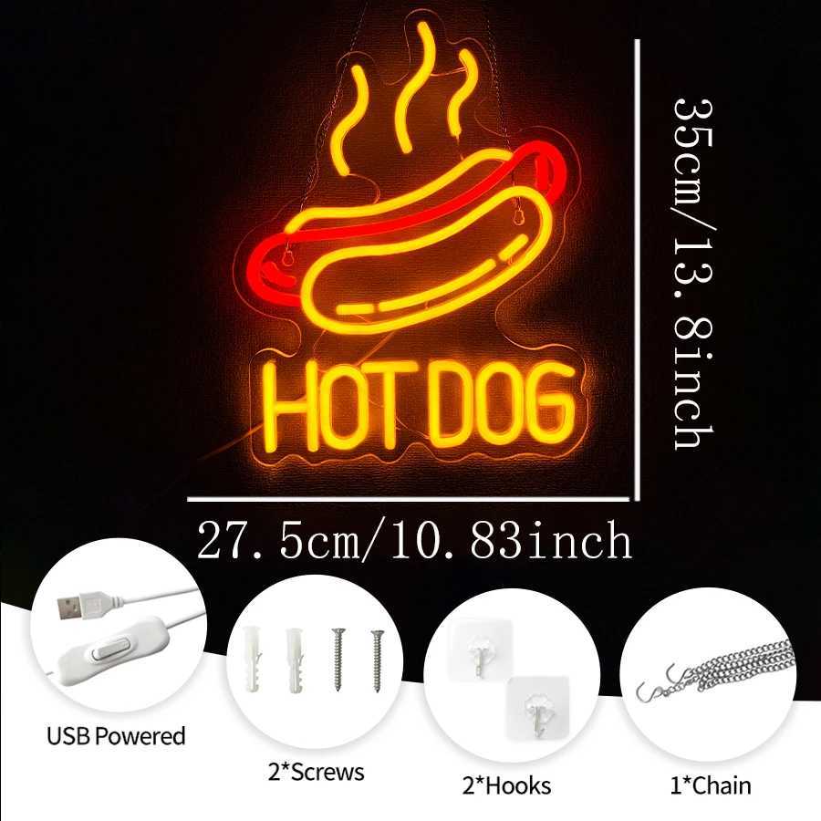 Hot Dog Neon Sign LED Business Signboard USB Power Supply Used for Wall Decoration of Fast Food Restaurants and Restaurants. XJ250626