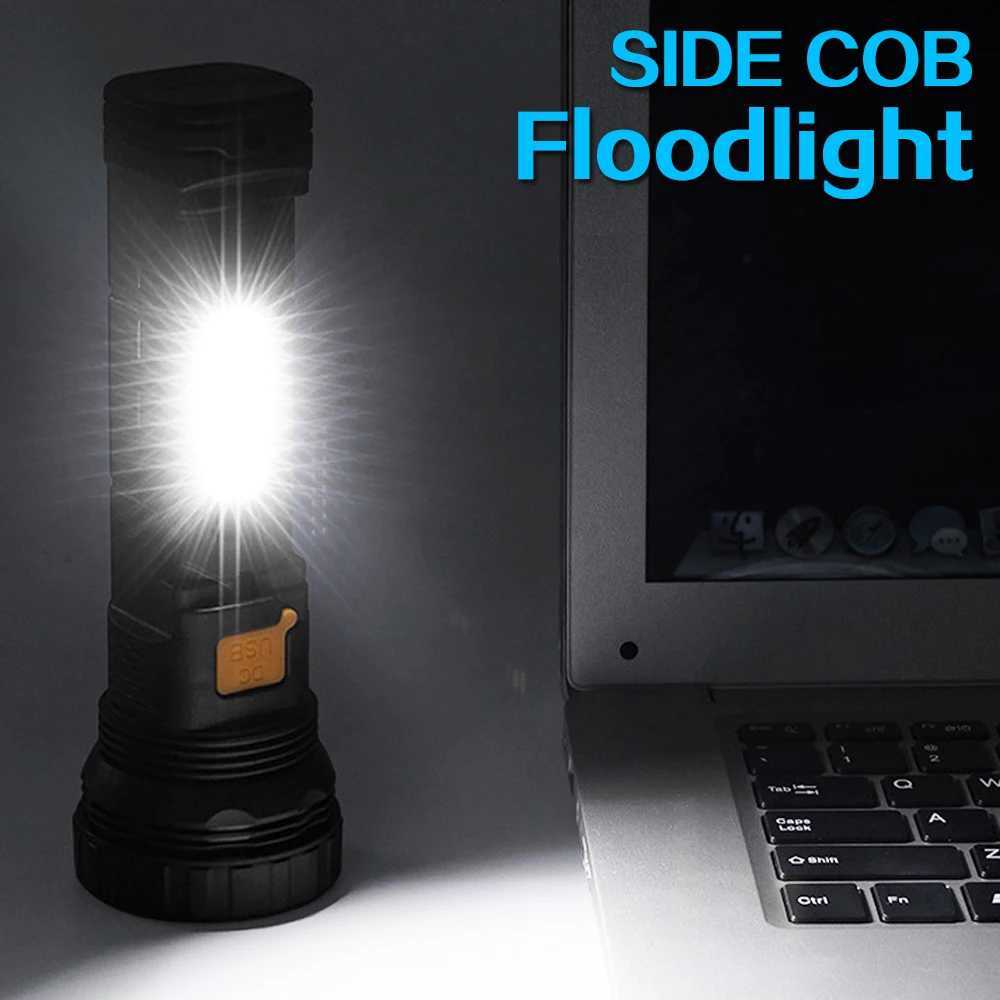 Multi-function Solar LED Flashlight Lantern Outdoor Long Range Torch Emergency Power Bank LED Solar Flashlight W250701