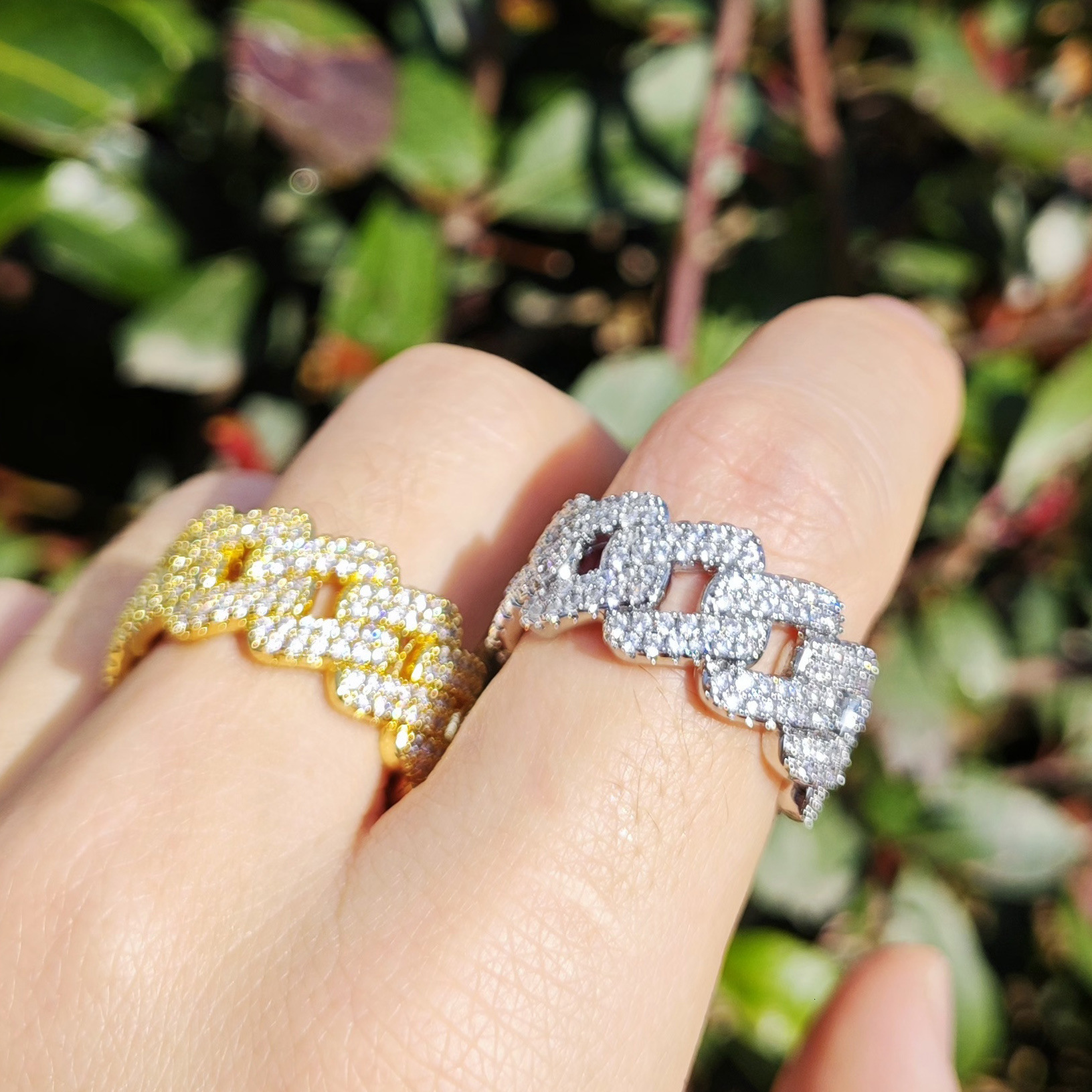 New Release Hip Hop Iced Out Cuban Ring Men's Edgy Plated Real Gold VVS Moissanite Bling Jewelry Passes the Diamond Tester