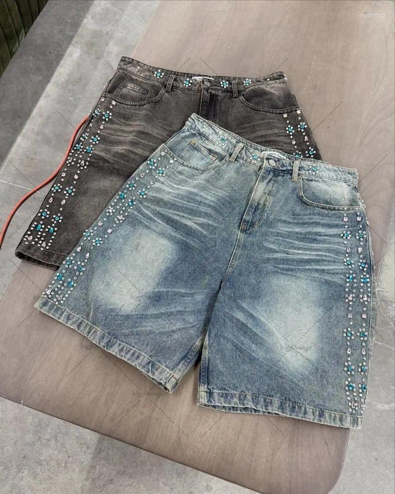 Mens Pants American High Street Fashion Clothing Hip-hop Casual Loose Jeans Men Harajuku Retro Y2K Straight Shorts Women