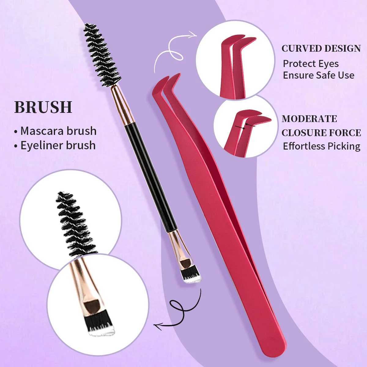 ISEEN DIY Eyelash Extension Kit Cluster Mix Eyelashes Full Set Lashes Kit with Lash Bond Seal and Eyelash Tweezers and Brush W250627