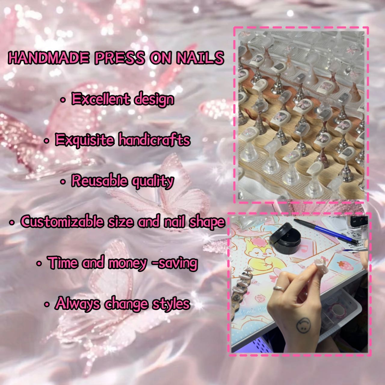 Handmade Press-On Nails - Durable Premium Craftsmanship for a Lasting Look