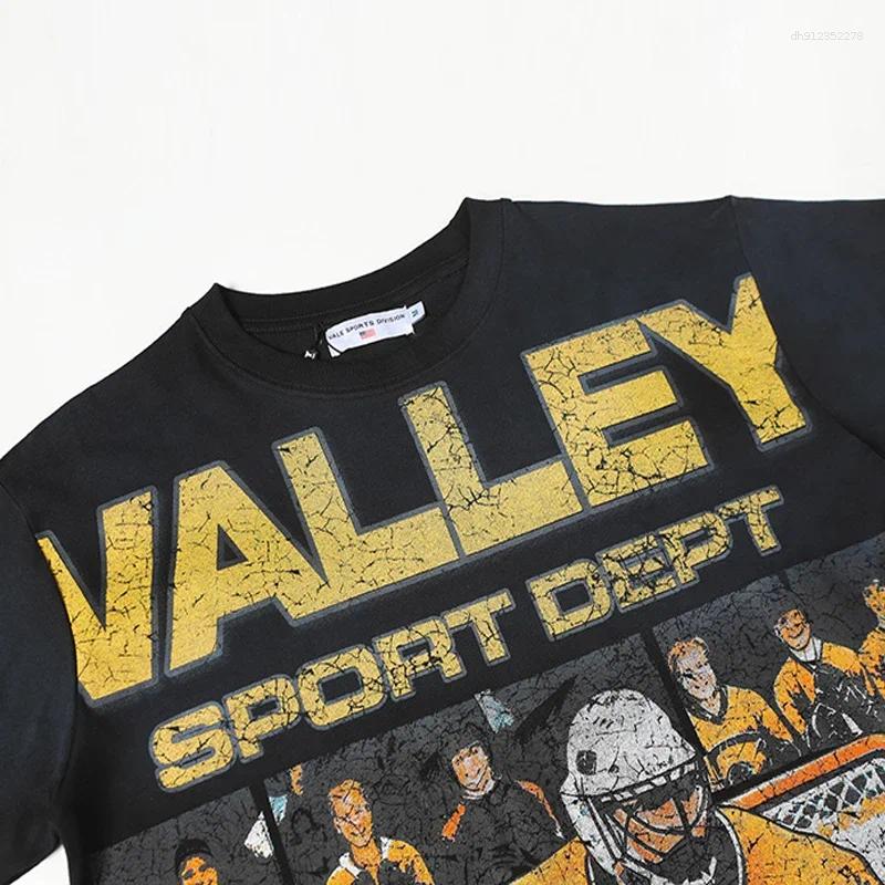 Men's T Shirts Men Women High Street Graphics Print T-Shirts Quality Cotton Vintage Washed Black White Dirty Shirt Tee Tags