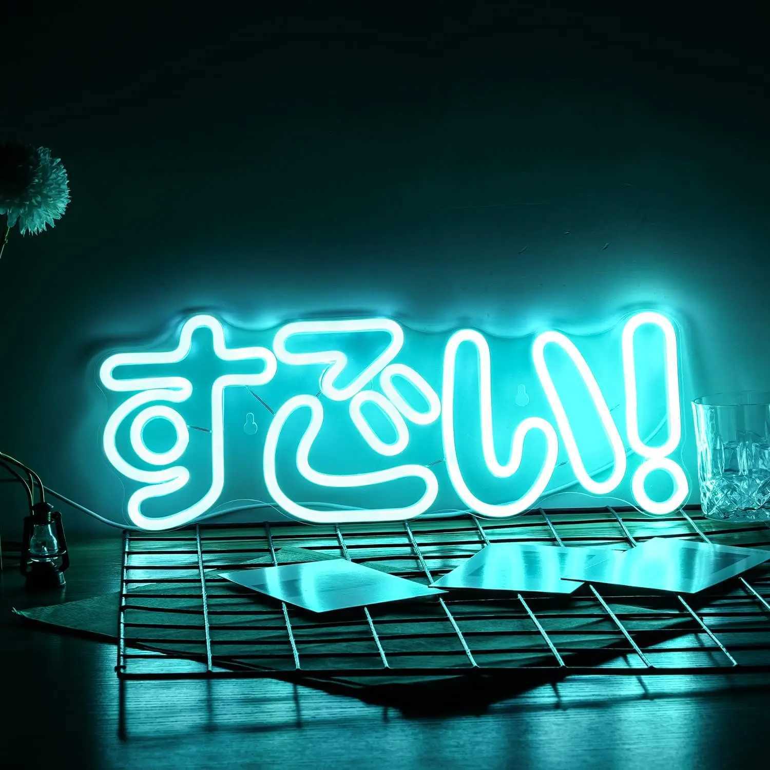 Terrific Neon Sign LED Japanese Neon Sign Ice Blue for Wall Decoration Neon Wall Decor Party Room Club Birthday Halloween Gift XJ250626
