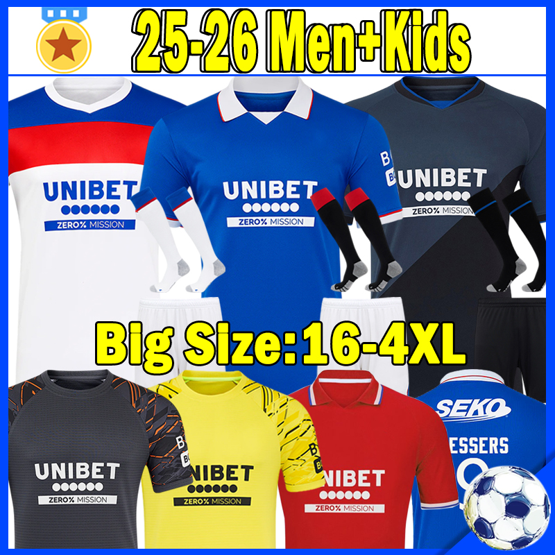 XXXL 4XL 2025 2026 RanGErsS Soccer Jerseys The Gers DESSERS McCAUSLAND lGAMANE DANILO 25 26 TAVERNIER The Light Blues Football Shirts goalkeeper BUTLAND Men Kids Kit