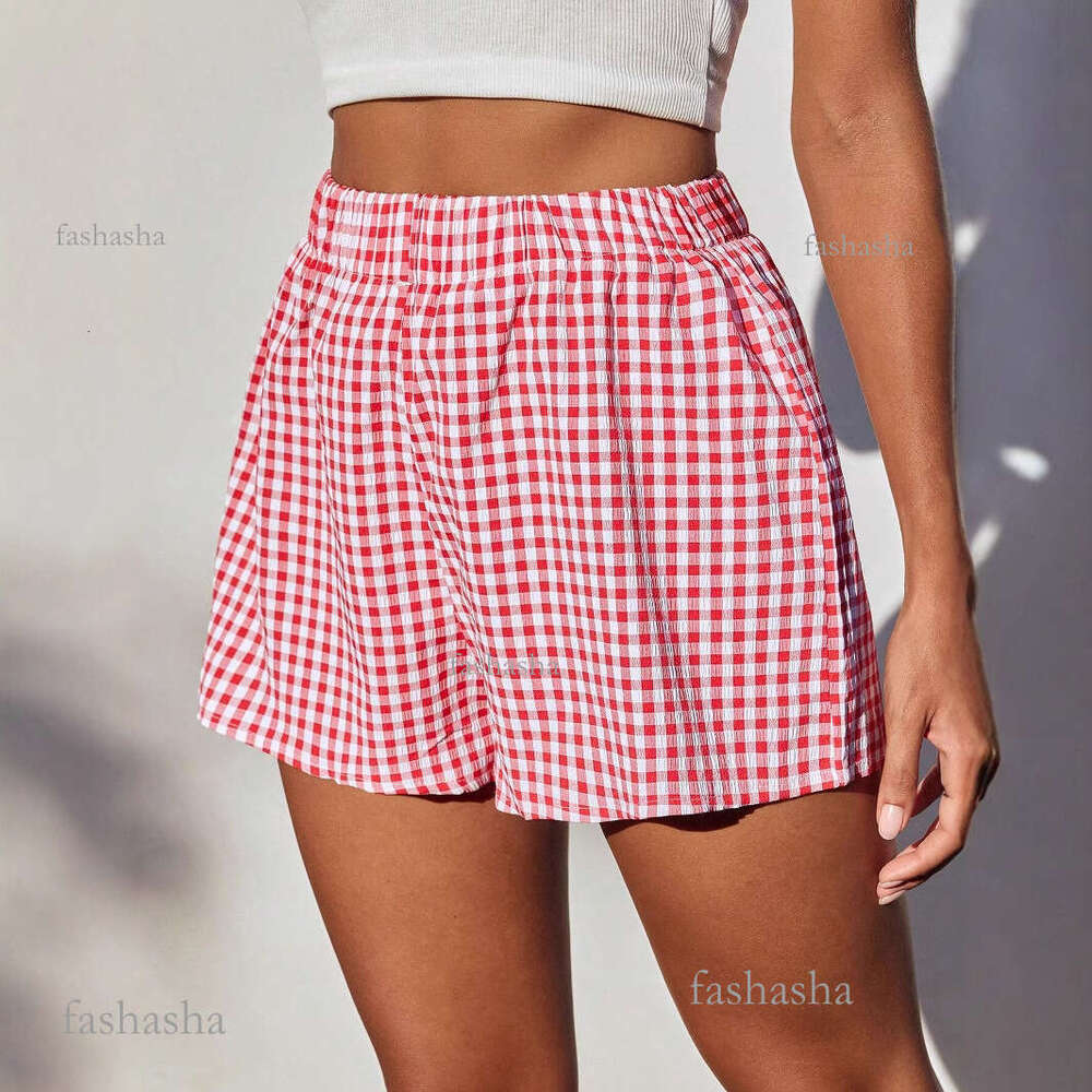 Cross-Border New Retro Print Dopamine Color Casual Shorts Plaid Striped Versatile Fashion Loose Pants