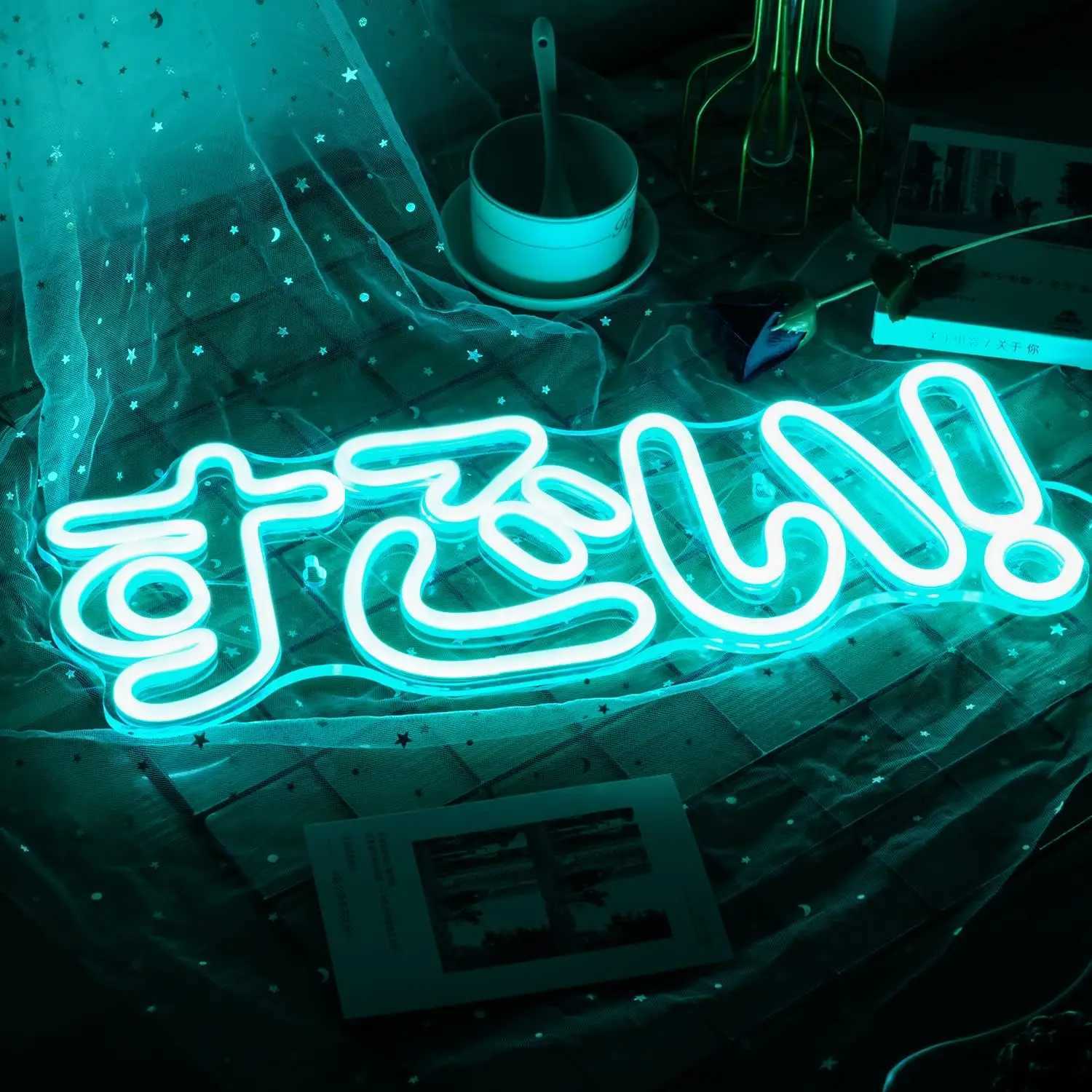 Terrific Neon Sign LED Japanese Neon Sign Ice Blue for Wall Decoration Neon Wall Decor Party Room Club Birthday Halloween Gift XJ250626