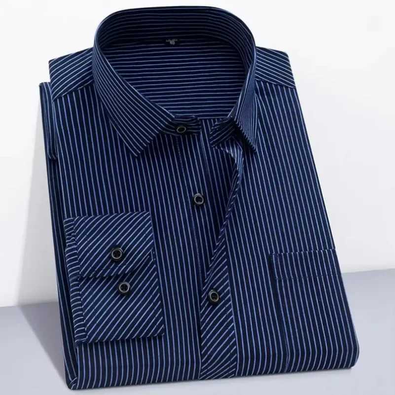Long Sleeve Branded Cotton Shirts for Men Striped Shirt Male Shirt Business Casual Blue Red Gray Orange New Regular Fit DURIKIES W250627