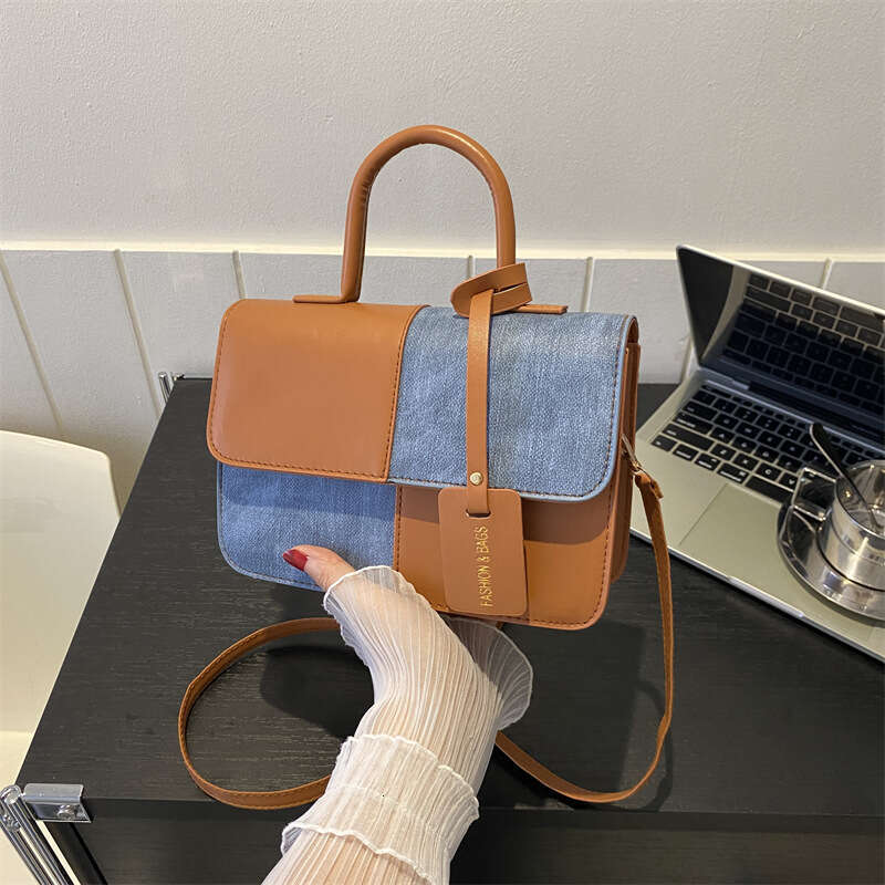 Niche Design Patchwork Small Square Women's High-end Feel 2025 Color-blocking New Free shipping Crossbody Fashion Shoulder Bag