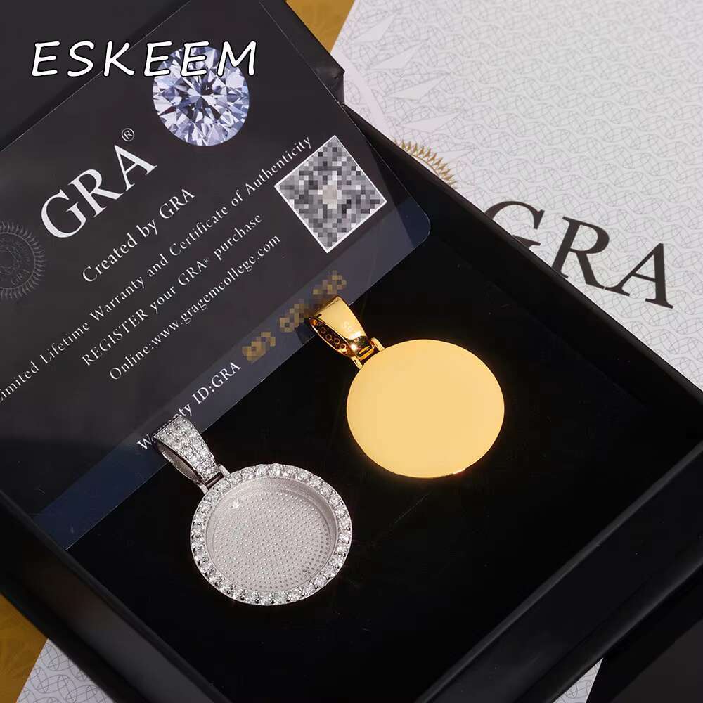 Fine Jewelry 25mm Moissanite Photo Pendant 925 Sterling Silver Custom Circle Pendant Birthday Gift for Children Tariff Free