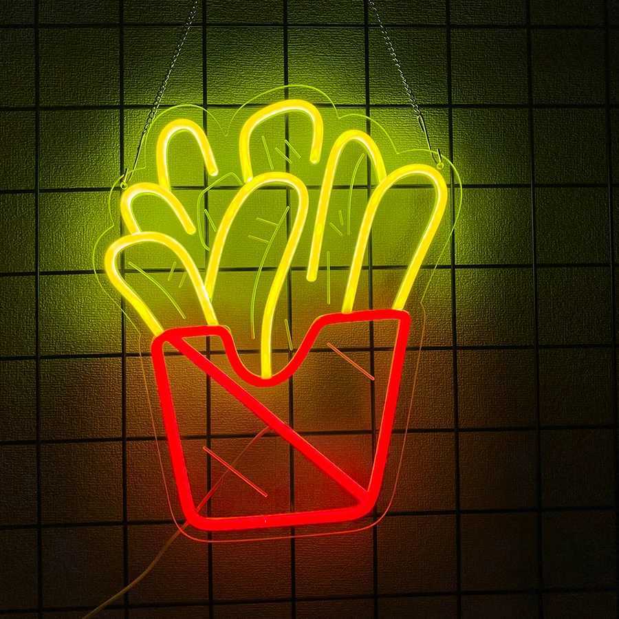 Fast Food Series Neon Sign Hot Dog Burger LED Icon USB Powered Used for Restaurant Fast Food Restaurant Store Business Decor XJ250626