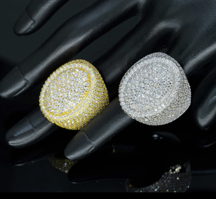 Moissanite Jewelry 925 Silver Iced Out Diamond Men Rings Hip Hop Moissanite Ring