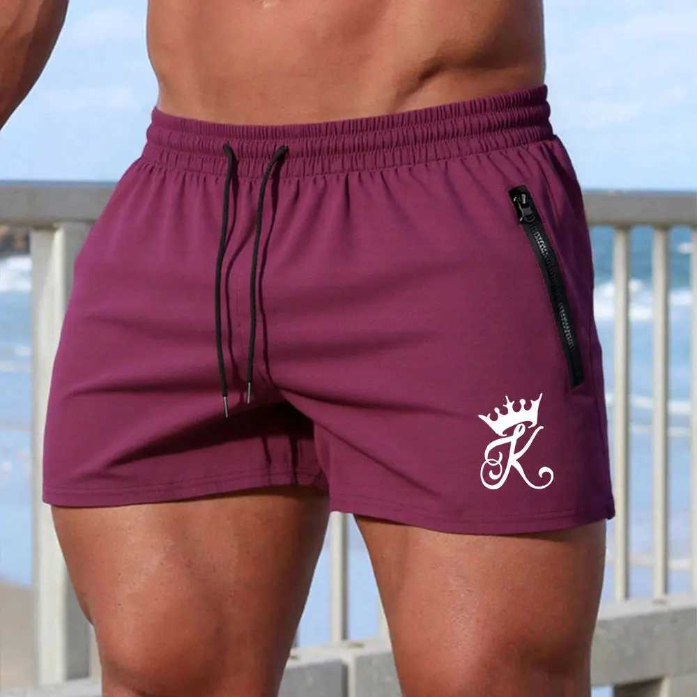 Mens King Print Swimming Summer Gyms Fitness Bodybuilding Beach Shorts Boxer Trunks Men Running Sportswear Z260314