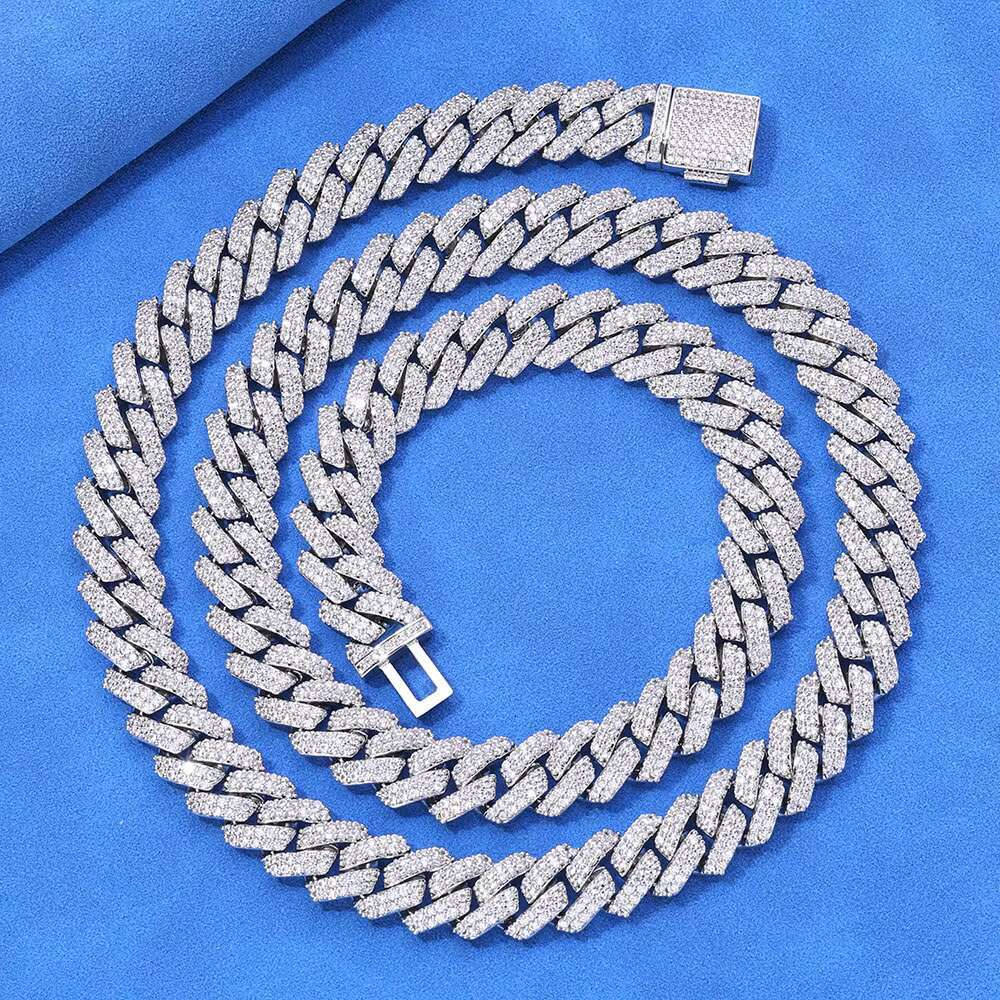 Hot Selling 925 Sterling Silver Cuban Link Chain 10MM Two Row VVS Moissanite Iced Out Diamond Necklace Hip Hop Jewelry for Women