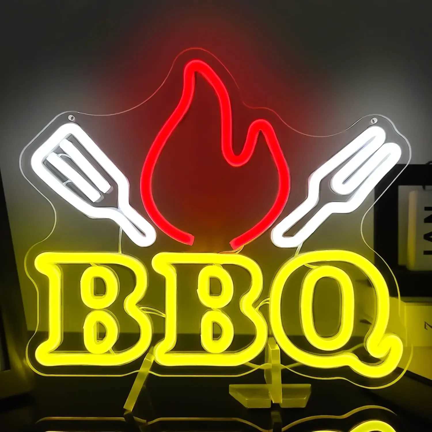 BBQ Neon Signs for Wall Decor Barbecue Neon Lights LED Sign for Barbecue Neon Light Signs for BBQ Shop Restaurant Beer Bar Pub XJ250626