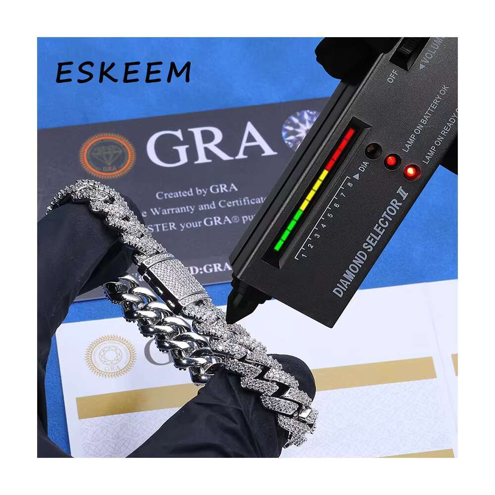 Hot Selling 925 Sterling Silver Cuban Link Chain 10MM Two Row VVS Moissanite Iced Out Diamond Necklace Hip Hop Jewelry for Women