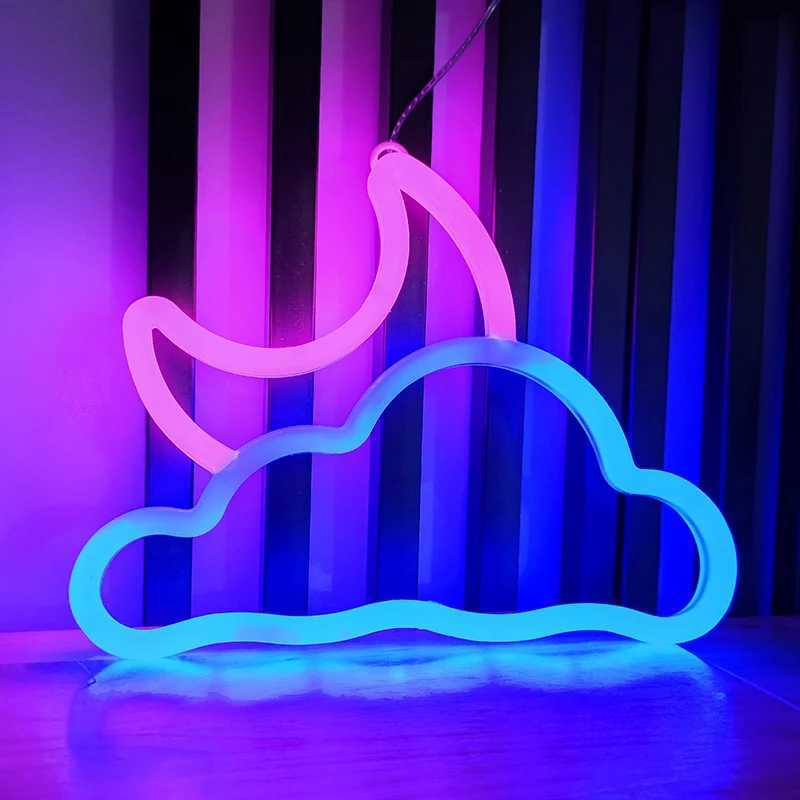 Moon Neon Signs Light LED Atmosphere Lighting with Base Wall Lamp for Birthday Party E-sports Room Camping Summer Decor XJ250626