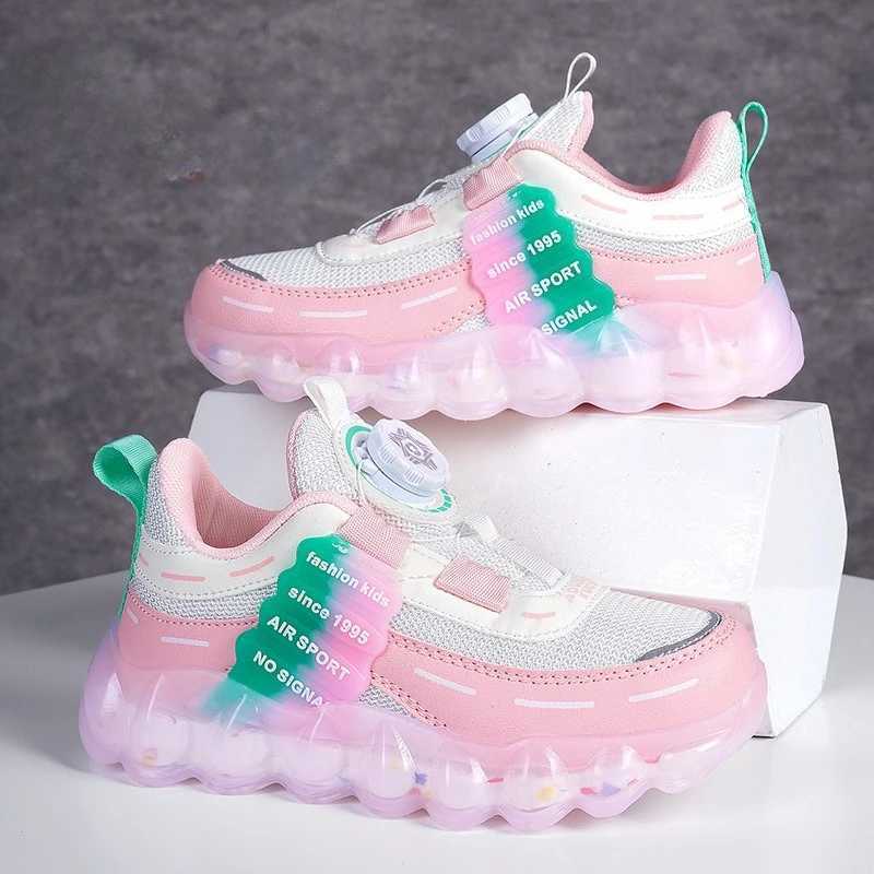 Boys and Girls Sneakers Lightweight Running Rotate Button Rubber Outsole Children Sport Shoes Outdoor Casual Kids Footwear C260130