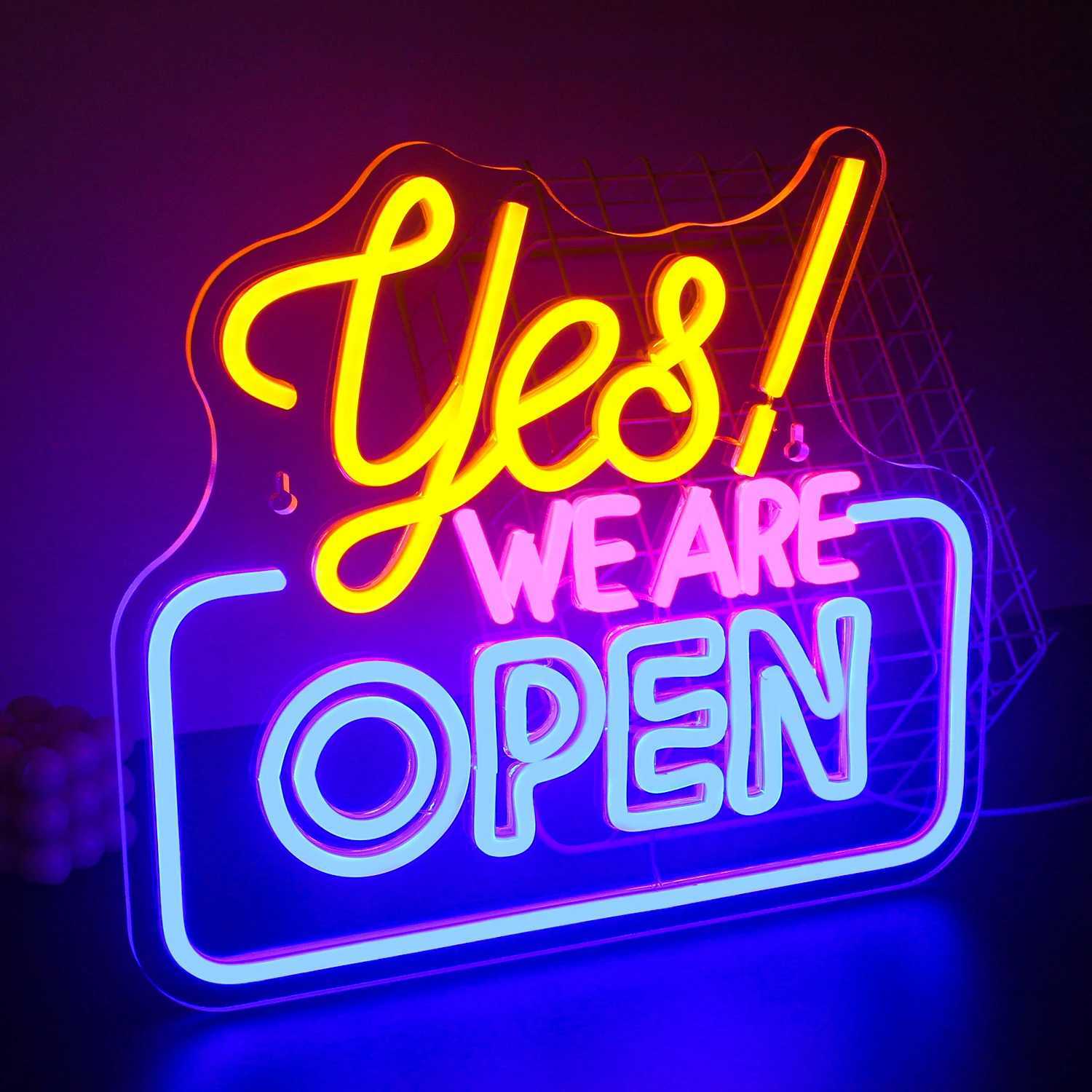 Yes We Are Open Neon Signs For Wall Decor Business LED Lights Room Decoration For Bar Shop Coffee Salon Hotel Store 5/12V Lamp XJ250626