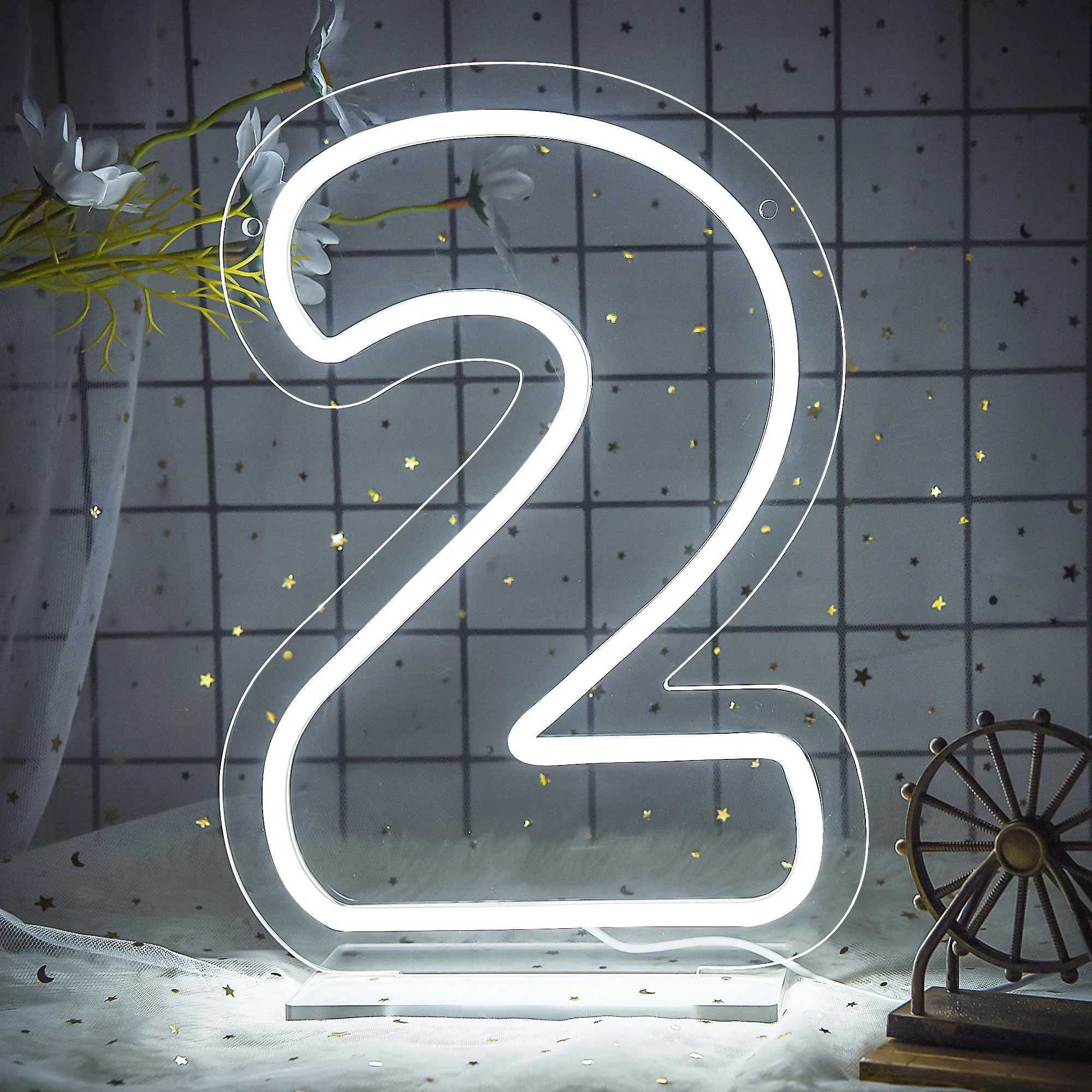 Number Neon Sign Wall Decor LED Lights Sign for Wedding Birthday Party Anniversary Home Number Light Decor Bar Decor XJ250626