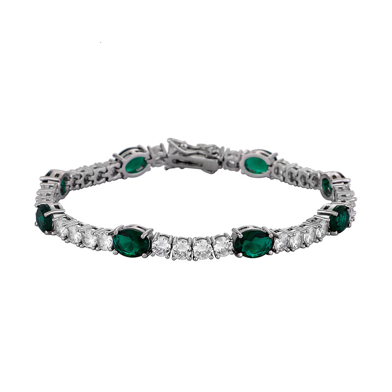 Free shipping designer European and American Oval Gemstone Bracelet Light Luxury Couple Versatile 6mm Tennis Chain Zircon Chain Personalized Jewelry