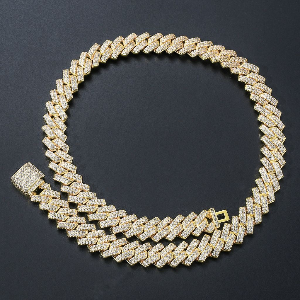 Fashion Design Solid Sier Gra Moissanite 18mm 20mm Wide Dia Iced Out Pendant Necklace Cuban k Chain for Rapper