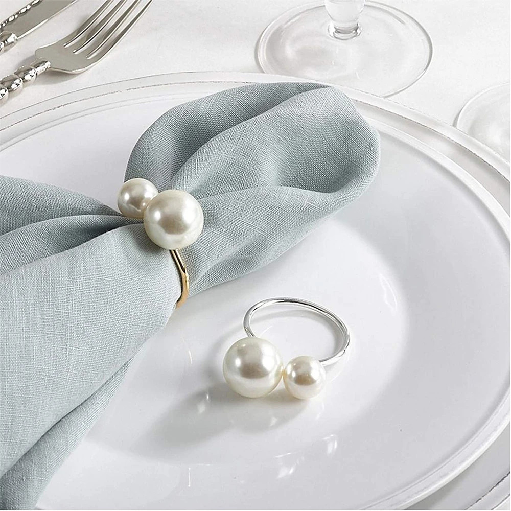 6PCS Highlighted Pearls Napkin RingsWedding serviettenringUShaped napkin holders for Dining Room Family Dinner Table Decor 250626