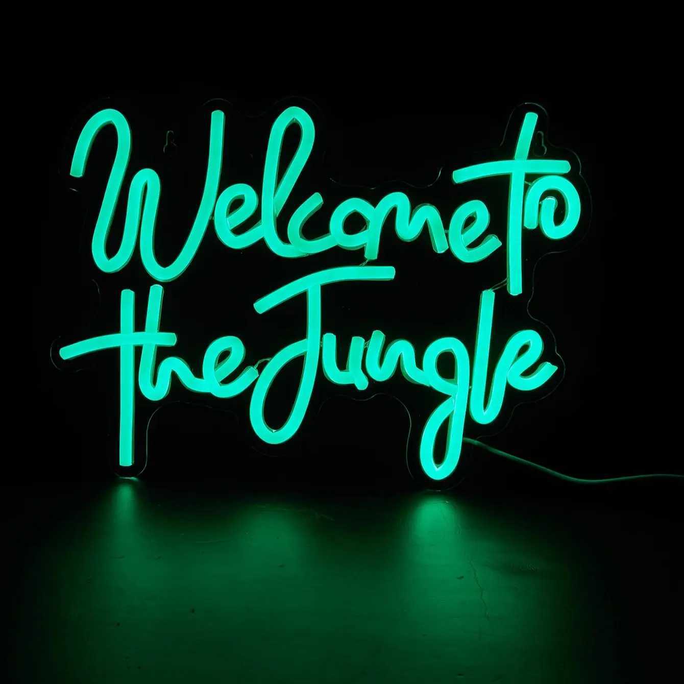 Chi-buy LED Neon Welcome To The Jungle USB Powered Neon Signs Decor Lamp Signs Birthday Gift Wall Art For Bedroom Room Bar ShopXJ250626