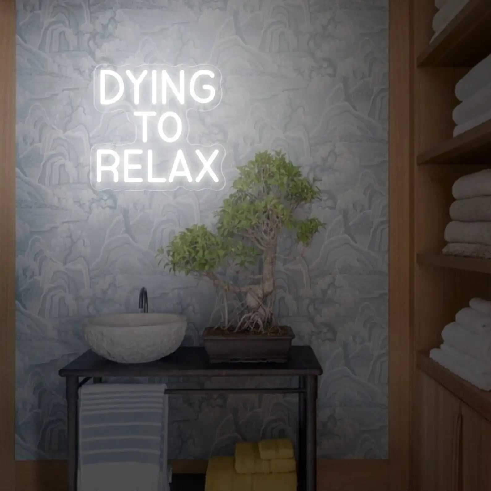 Dying to Relax Neon Sign Bathroom Wall Art Decor Personalized Gothic Bathroom Sign Lover Gift Bar Beer Club Sign Dimmable Sign XJ250626