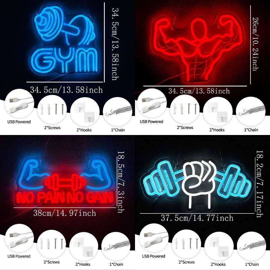 Fitness Neon Sign For Wall Decor LED Neon Light For Gym Wall Art Birthday Bedroom Gym Club Shop Decor Man Cave USB Power XJ250626