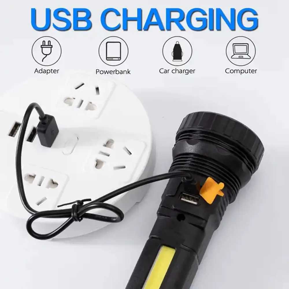 Multi-function Solar LED Flashlight Lantern Outdoor Long Range Torch Emergency Power Bank LED Solar Flashlight W250701