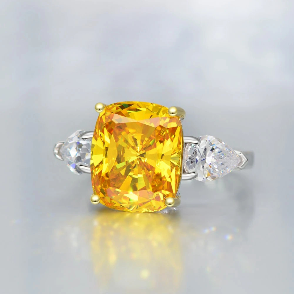 Vinregem Sparkling Citrine High Carbon Diamond Gemstone 100% 925 Sterling Silver Wedding Women Ring Engagement Fine Jewelry Gift 250627