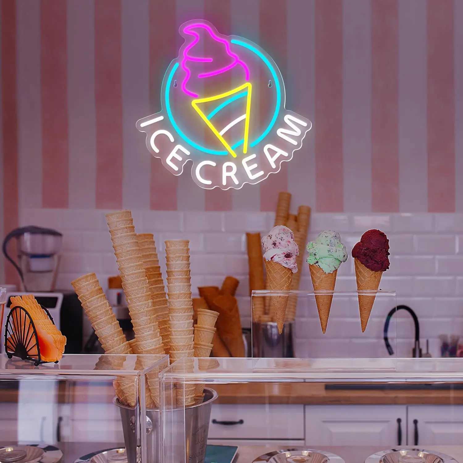 Ice Cream Neon Sign for Wall Decor Led Neon Sign for Ice Cream Shop Birthday Christmas Party Bedroom Bar Drink Shop Wall DecorXJ250626