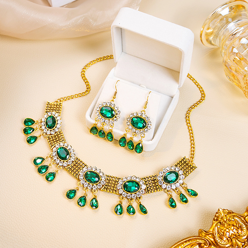 Necklace Earrings set Dubai Gold Color Jewelry Set for Women Wedding Party Jewelry Gifts N110817 240903