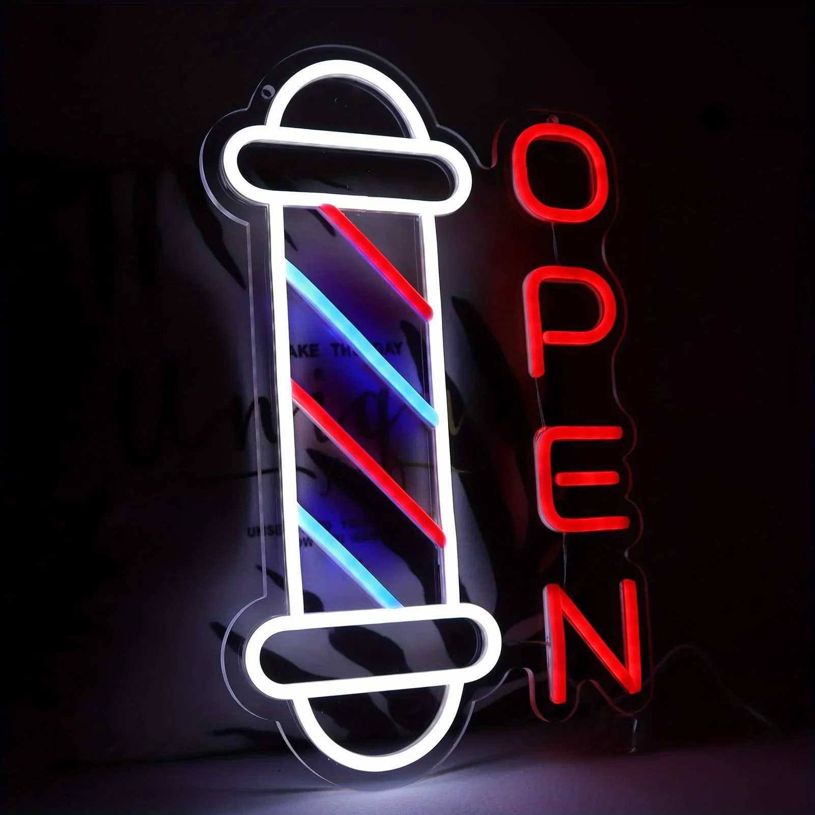 Barber Shop Neon Signs for Wall Decor Open Neon Lights for Bedroom LED Signs for Barber Shops Hair Salon Gift for Hairdresser XJ250626